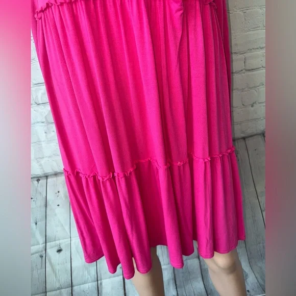 Jolie Hot Pink long sleeve ruffled dress size S - Picture 3 of 8